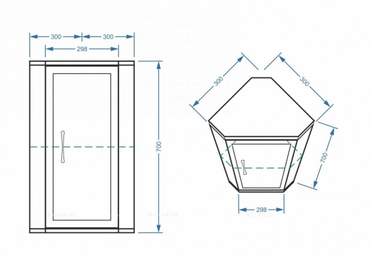 Шкаф подвесной угловой Stella Polar Концепт 60/80 SP-00000142 60 см, универсальный, белый - 4 изображение