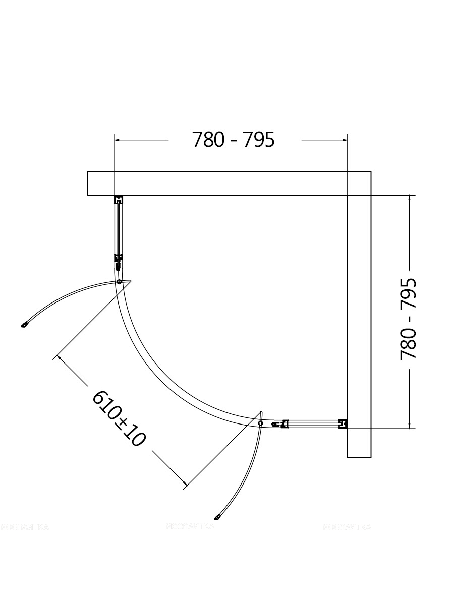 Душевой уголок AQUAme 80х80 см AQM7101-2-8 профиль черный, стекло прозрачное - изображение 3