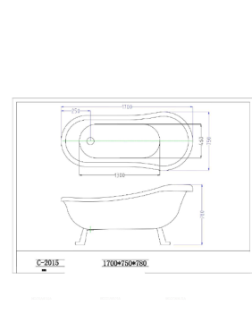 Акриловая ванна Ceruttispa Vico C-2015 на львиных алюминиевых хромированных лапах 170x75 C-2015 - 6 изображение