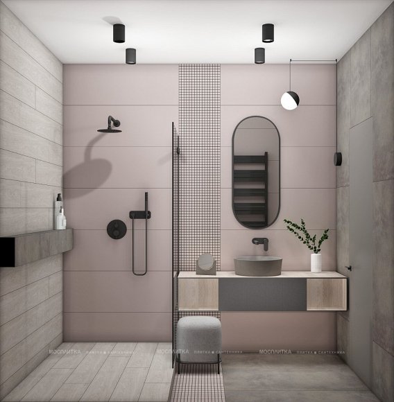 Дизайн Ванная в стиле Современный в сером цвете №12722