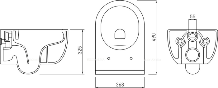 Унитаз подвесной Berges Ego 082122, безободковый с сиденьем микролифт - 3 изображение