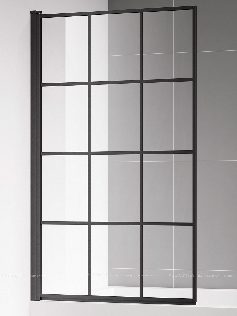 Душевая шторка на ванну AQUAme 80х140 см AQM2858-L профиль черный, стекло прозрачное - изображение 2