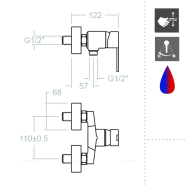 Гигиенический душ Ramon Soler Drako 3343S со смесителем, хром глянец - 2 изображение