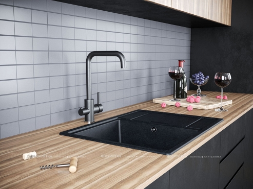 Смеситель Paulmark Logas Lo213021-418 для кухонной мойки, черный металлик - 2 изображение