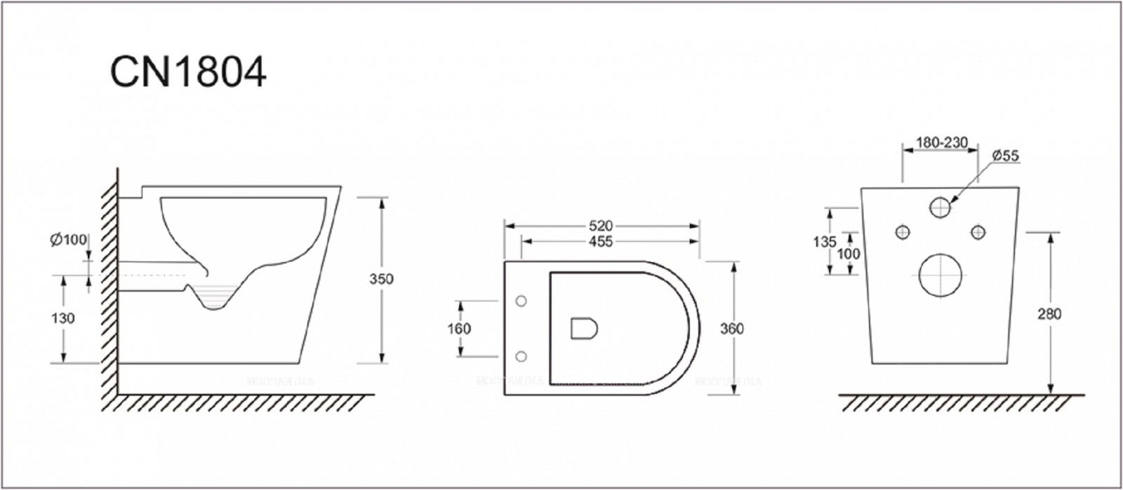 Комплект подвесной безободковый унитаз Ceramica Nova HighLight Rimless CN1804 с сиденьем микролифт + Geberit Duofix Delta 458.124.21.1 - изображение 5