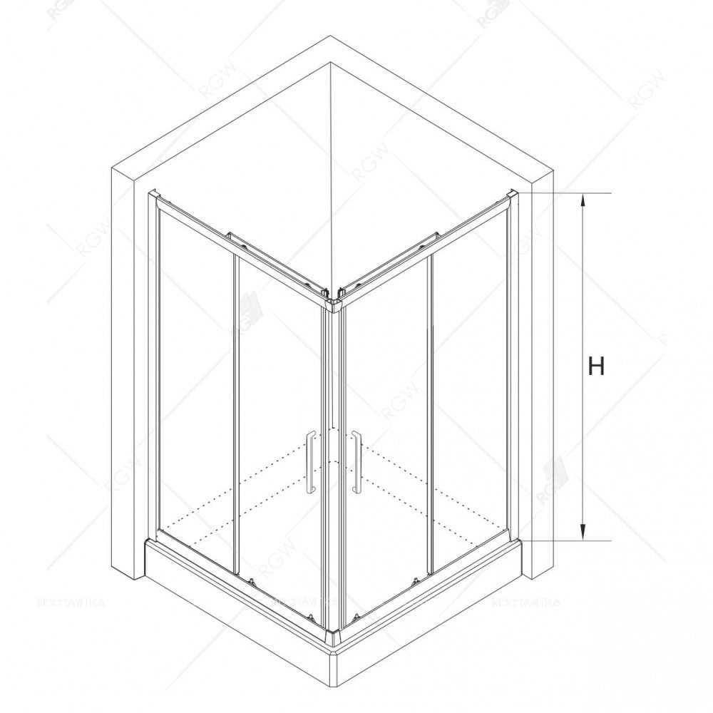 Душевой уголок RGW CL-34 В 32093488-14 80x80 см дверь раздвижная стекло прозрачное черный - изображение 2