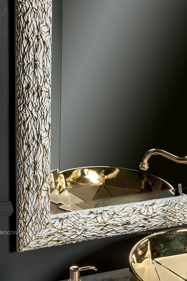 Зеркало Armadi Art Linea 534 рельефная резная рама из массива дерева, белое-золото 75х95 - изображение 2