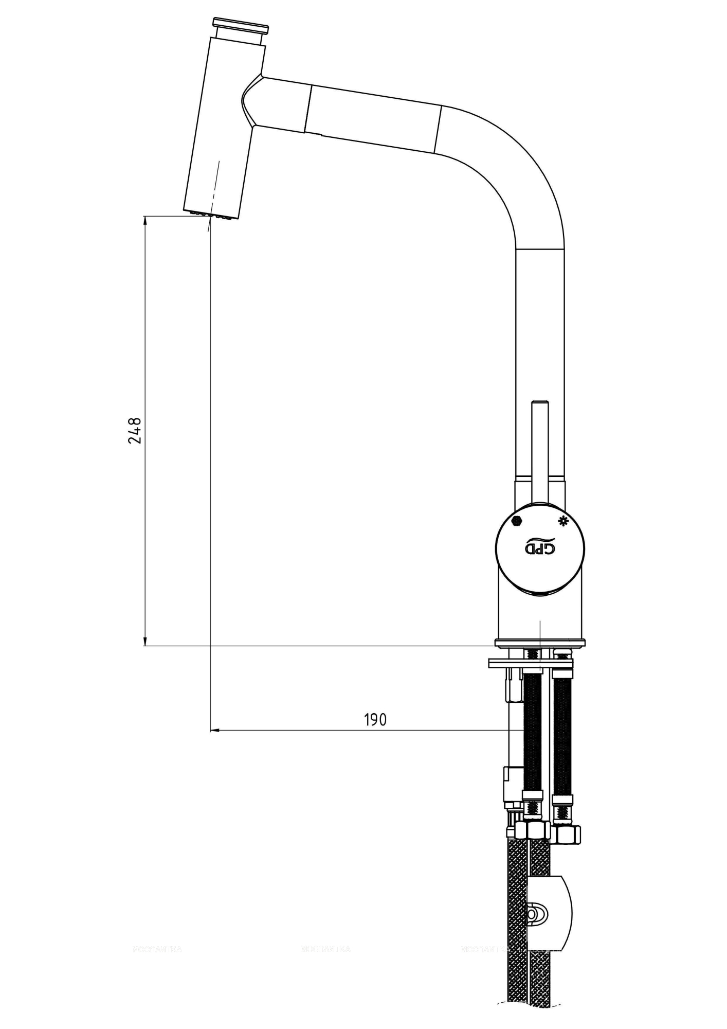 Смеситель для кухонной мойки GPD Espina MES71 хром глянец - изображение 2