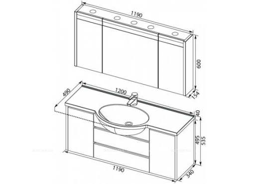 Комплект мебели для ванной Aquanet Лайн 120 - 8 изображение