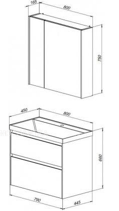Комплект мебели для ванной Aquanet Гласс 80 белый - изображение 24