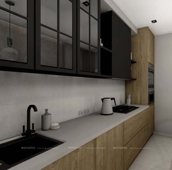 Дизайн Кухня в стиле Минимализм в сером цвете №12889 - 4 изображение