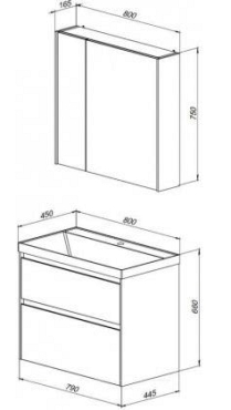 Комплект мебели для ванной Aquanet Гласс 80 белый - 24 изображение