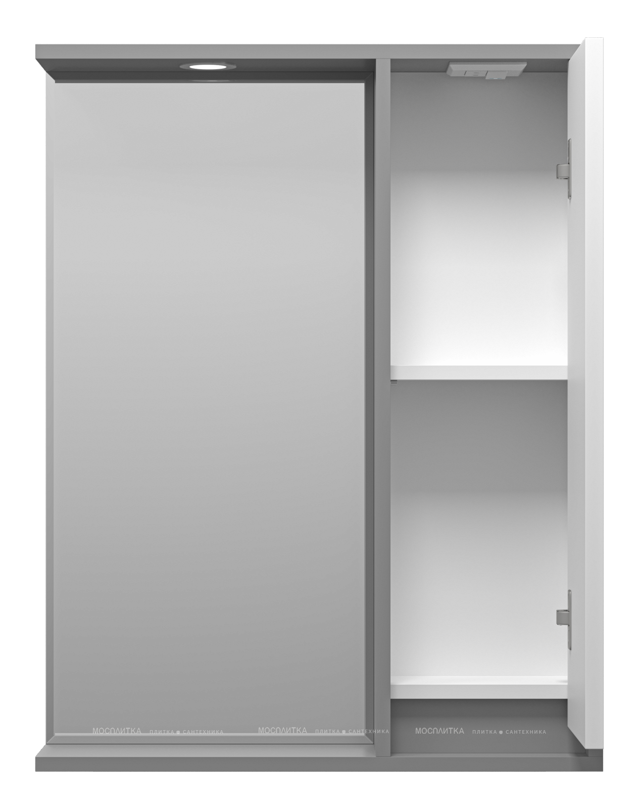 Зеркальный шкаф Brevita Balaton 65 см BAL-04065-01-01П правый, с подсветкой, белый / серый - изображение 2