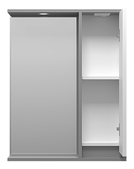 Зеркальный шкаф Brevita Balaton 65 см BAL-04065-01-01П правый, с подсветкой, белый / серый