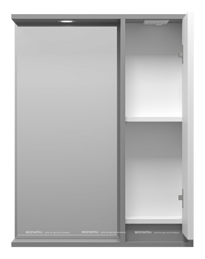 Зеркальный шкаф Brevita Balaton 65 см BAL-04065-01-01П правый, с подсветкой, белый / серый - 2 изображение