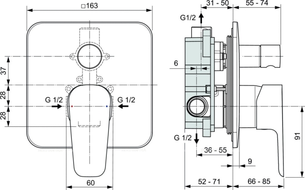 Душевой комплект Ideal Standard Esla 6 в 1 «ВСЕ для встройки» BD002XC - 9 изображение