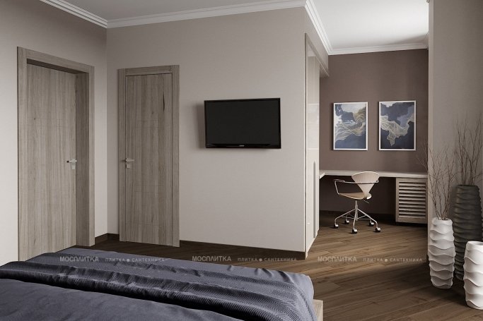 Дизайн Спальня в стиле Современный в сером цвете №12221 - 3 изображение