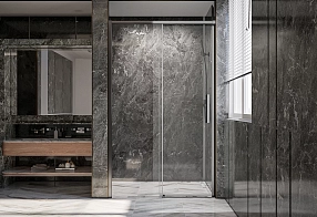 Душевая дверь Veconi Premium Trento PTD-40GR, 140х200, брашированный графит, стекло прозрачное