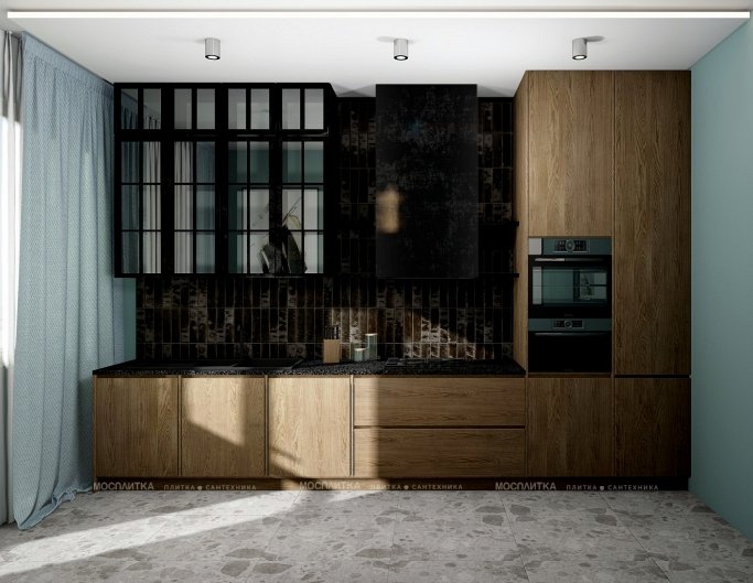 Дизайн Кухня-гостиная в стиле Современный в сером цвете №12876 - 4 изображение