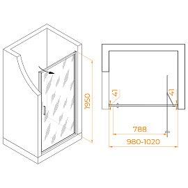 Душевая дверь RGW Stilvoll SV-05 100х195 см 70320510-201 профиль хром, стекло прозрачное-матовое