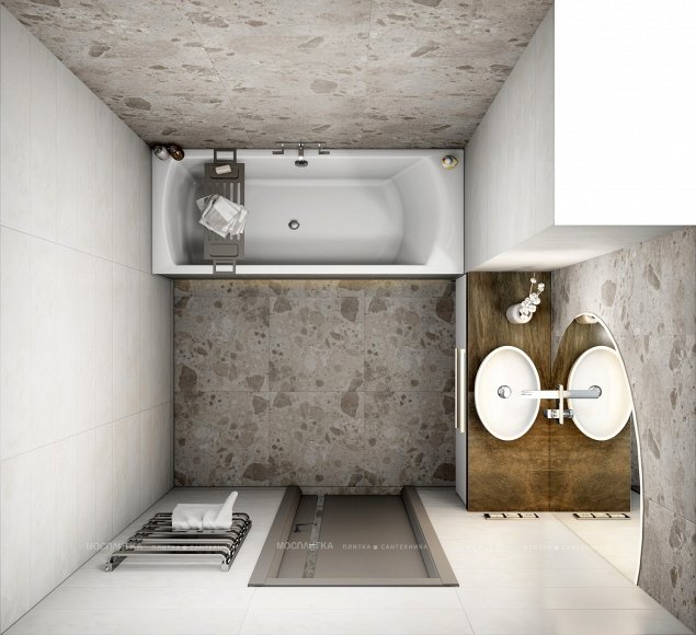 Дизайн Ванная в стиле Современный в бежевом цвете №12866 - 2 изображение