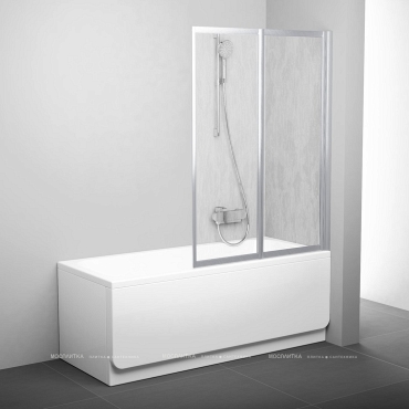 Шторка на ванну Ravak VS2 105 сатин+ Райн, серый - 2 изображение