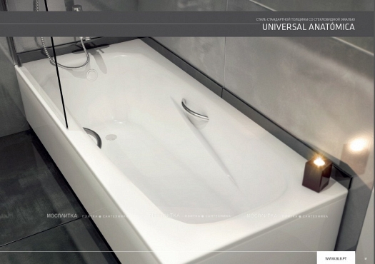 Стальная ванна BLB Universal Anatomica HG 170x75 см с отверстиями для ручек - 2 изображение