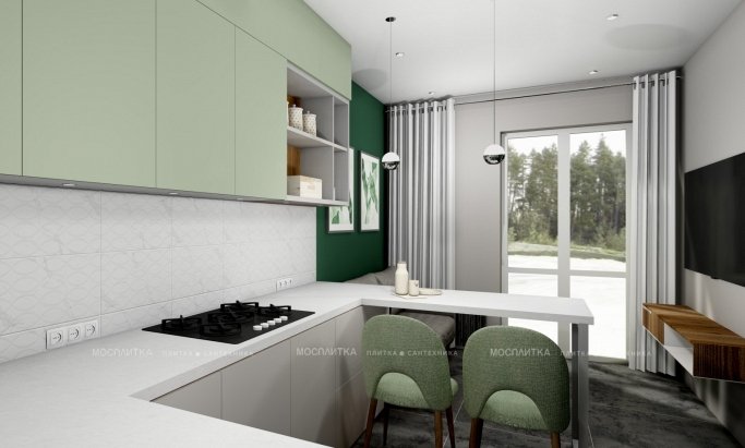 Дизайн Кухня в стиле Минимализм в сером цвете №12713 - 8 изображение