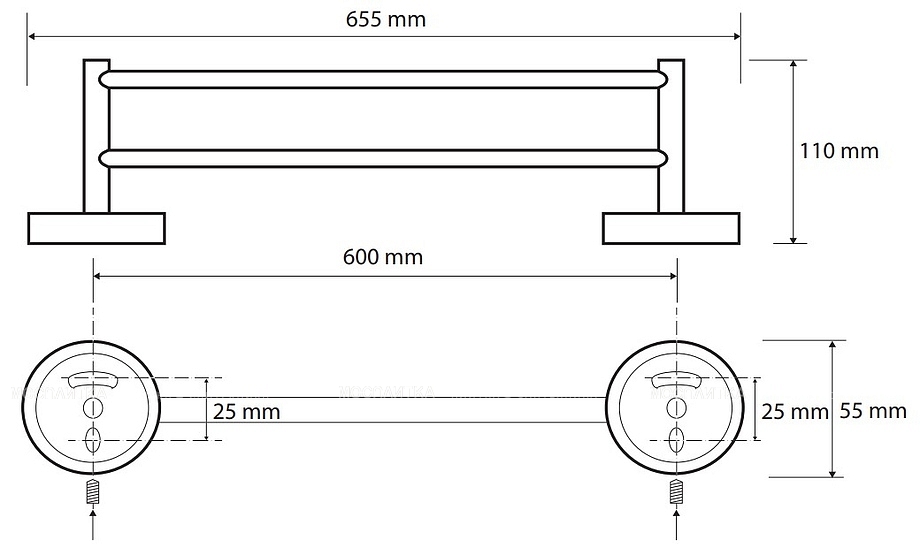 Полотенцедержатель двойной Bemeta Brilo 600 мм 161204052 - изображение 2