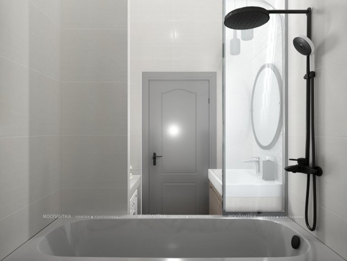 Дизайн Ванная в стиле Арт-деко в белом цвете №12385 - 6 изображение