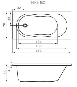 Акриловая ванна Cersanit Nike 150х70 см - 5 изображение