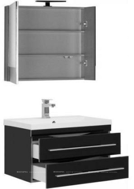 Комплект мебели для ванной Aquanet Верона 75 New черный зеркало камерино - 3 изображение