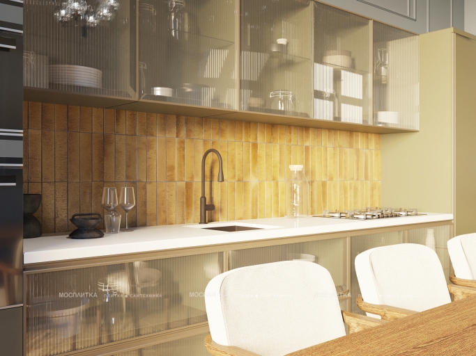 Дизайн Кухня-гостиная в стиле Неоклассика в белом цвете №13231 - 4 изображение
