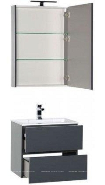Комплект мебели для ванной Aquanet Алвита 60 серый антрацит - 4 изображение