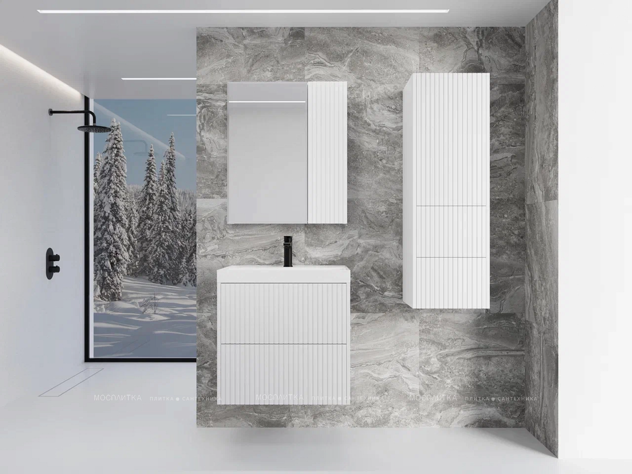 Зеркальный шкаф Style Line Стокгольм 70 см ЛС-00002322 белый рифленый софт - изображение 4