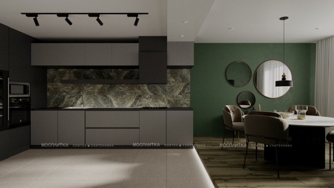 Дизайн Кухня в стиле Современный в зеленом цвете №13131