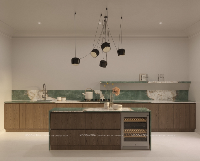 Дизайн Кухня-гостиная в стиле Неоклассика в бежевом цвете №13377 - 2 изображение
