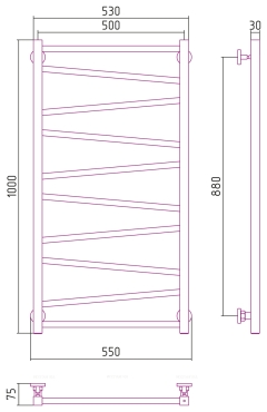 Полотенцесушитель водяной Сунержа Сирокко 100х50 см 00-0253-1050 без покрытия - 3 изображение