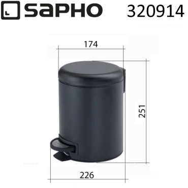 Ведро для мусора Sapho Potty 320914 матовый черный - 6 изображение