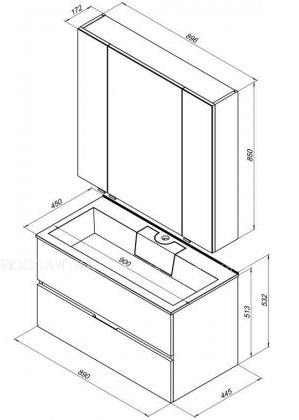 Комплект мебели для ванной Aquanet Алвита 90 серый антрацит - изображение 20