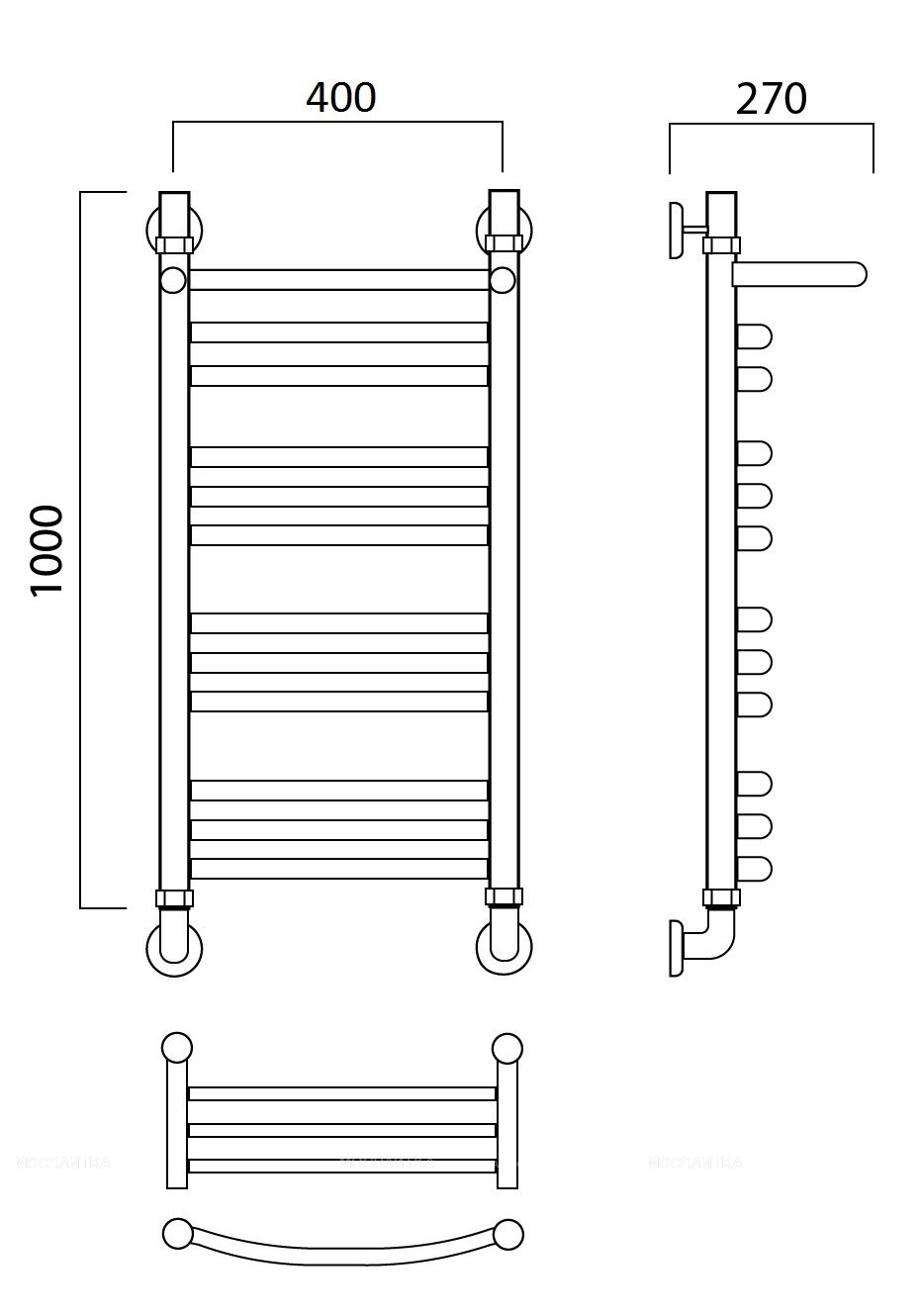 Полотенцесушитель водяной Aquanerzh лесенка дуга групповая с полкой 100x40 - изображение 2