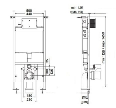 Комплект подвесной безободковый унитаз Cezares Stylus CZR-513-TH-R + инсталляция Bocchi 8010-1000 - 13 изображение