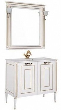 Комплект мебели для ванной Aquanet Паола 90 белый/патина золото