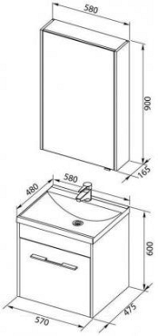 Комплект мебели для ванной Aquanet Августа 58 дуб сонома - 8 изображение