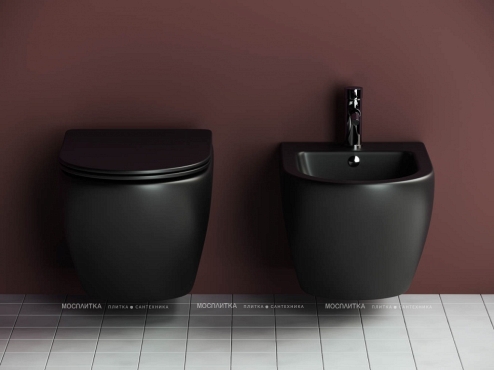 Комплект подвесной безободковый унитаз Ceramica Nova Metropol Rimless с крышкой-сиденьем CN4002MB, черный матовый + инсталляция Creto Standart 1.1 - 6 изображение