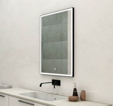 Зеркало Art&Max Arezzo 100 см AM-Are-1000-800-DS-FC-H-Nero с подсветкой, черный - 3 изображение