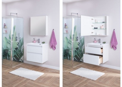 Комплект мебели для ванной Aquanet Гласс 60 белый - 13 изображение