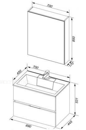 Комплект мебели для ванной Aquanet Алвита 70 серый антрацит - изображение 11