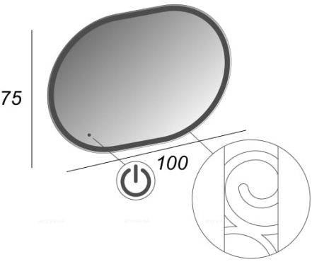 Зеркало Cezares 44997 c LED-подсветкой touch system 100х75 - 4 изображение
