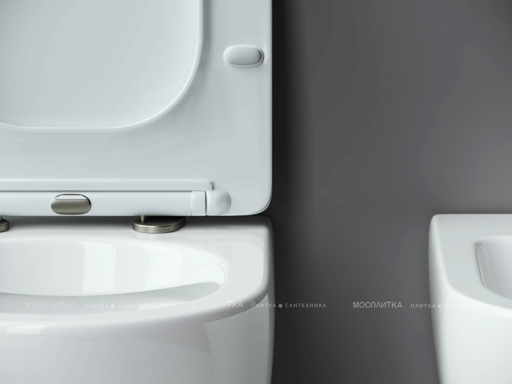 Комплект подвесной безободковый унитаз Ceramica Nova Metropol Rimless с крышкой-сиденьем CN4002 + инсталляция Grohe Rapid SL 38775001 4 в 1 с кнопкой смыва - изображение 9